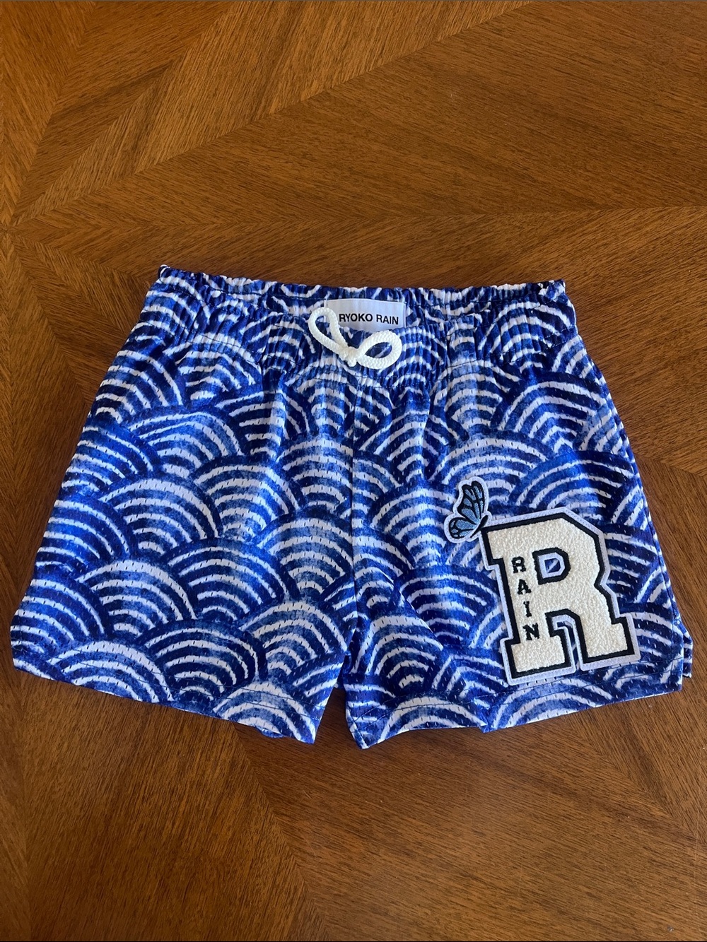 Ryoko Rain Blue Kids Youth Small S XS Seigaiha Waves Shorts NWOT
